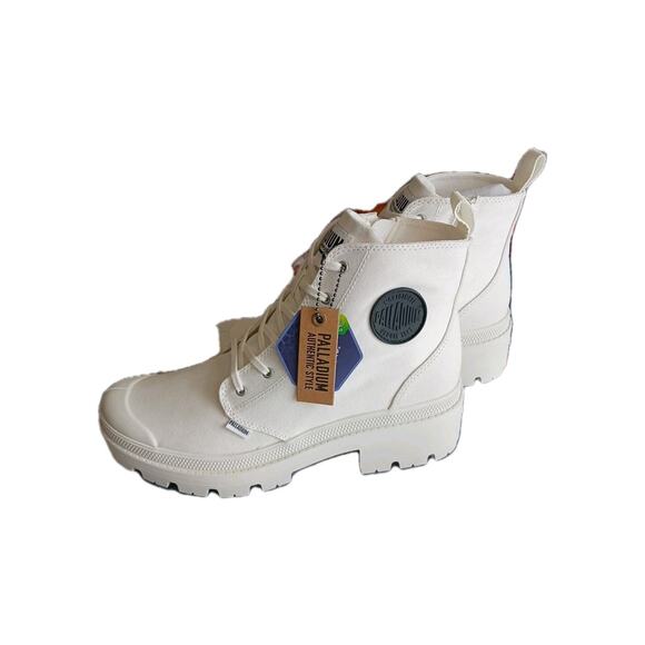 Palladium Pallabase Twill Star White boots Army Boots Sz 11 Womens New With Box - Picture 4 of 9